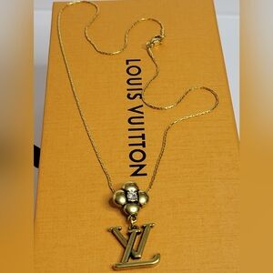 Louis Vuitton Blossom Zipper Pull, 18" Gold Plated Necklace